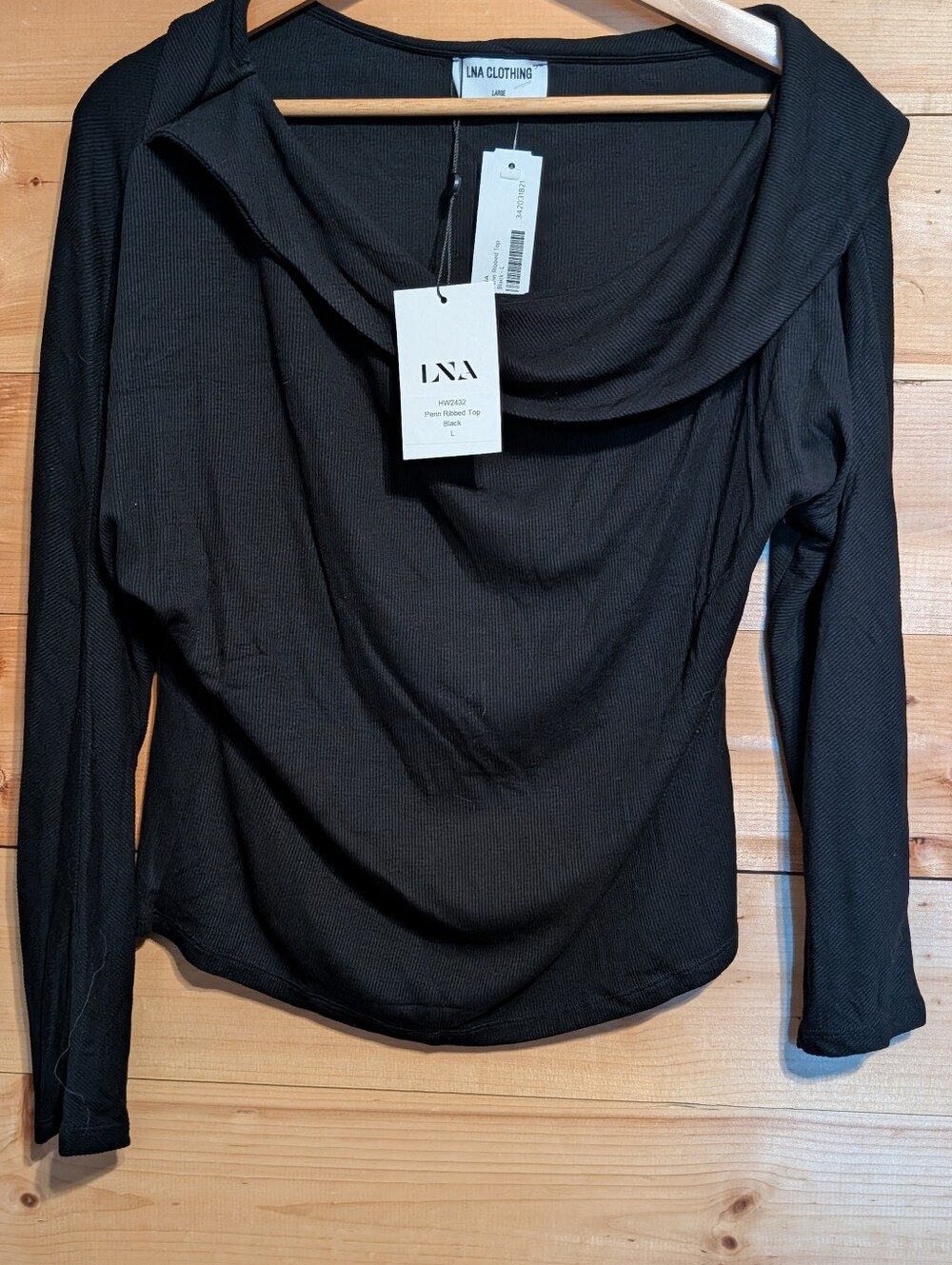 LNA Black Long Sleeve Top, *NWT *Large